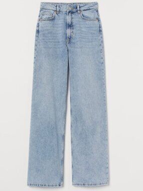 NWT - H & M - Bleecker High Rise Wide Leg Jeans - SIZE 0 - Pale denim blue